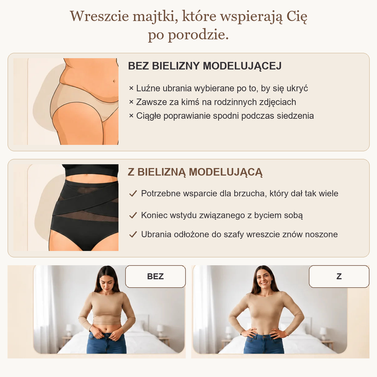 majtki modelujące z wysokim stanem